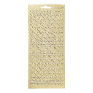 Stickers, hjerter, 10x23 cm, guld, 1 ark