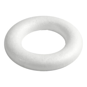Styropor / Flaming Ring med flad bagside, str, 20 cm, tykkelse 25 mm, hvid, 1 stk
