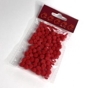 Pom Pom 6mm rød 100stk