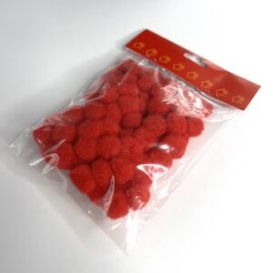 Pom pom 15mm, 85stk Rød