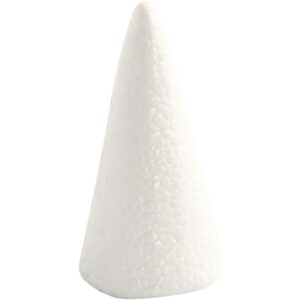 Styropor/Flaming Kegle H: 11 cm, diam. 5,5 cm, hvid, 1 stk.