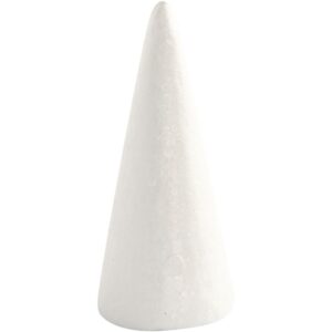 Styropor/Flaming Kegle H: 14,5 cm, diam. 6 cm, hvid, 1 stk.