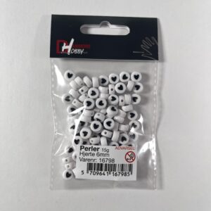 Perler plast hjerter mini sort/hvid 15gr