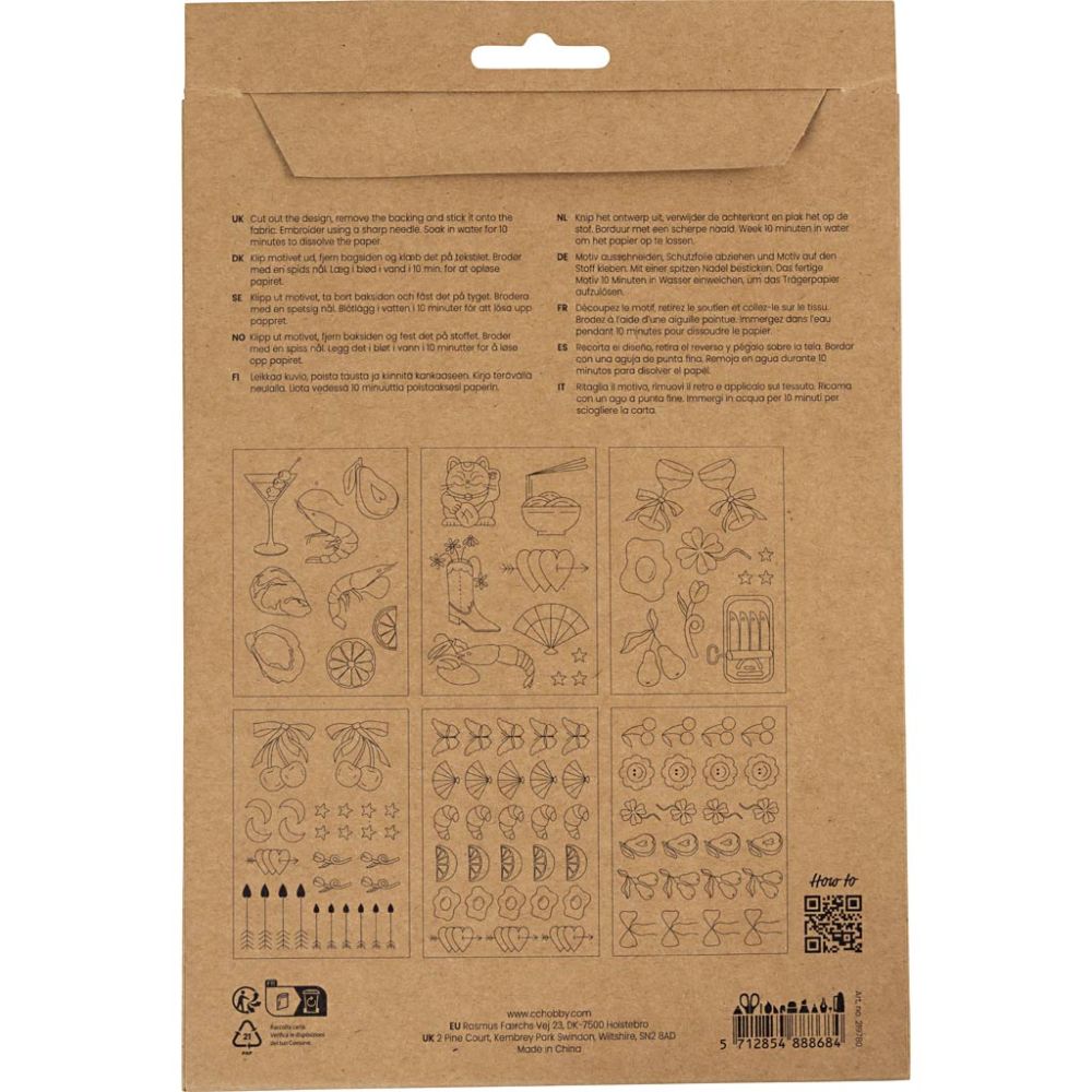 Vandopløselige Broderiark 6 ark/ 1 pk., dekorative motiver, A5, ark 148,5x210 mm - Billede 2