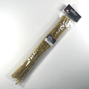 Chenille 6mm x 30cm guld glitter, 25stk