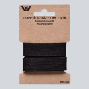 Knaphulselastik 18mm 1mtr sb sort
