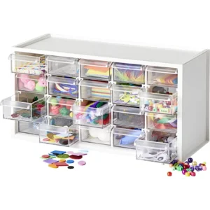 Hobbykommode 3 med 20 skuffer - hvid Mål på box L:38 x B:15,5 x H:19 cm