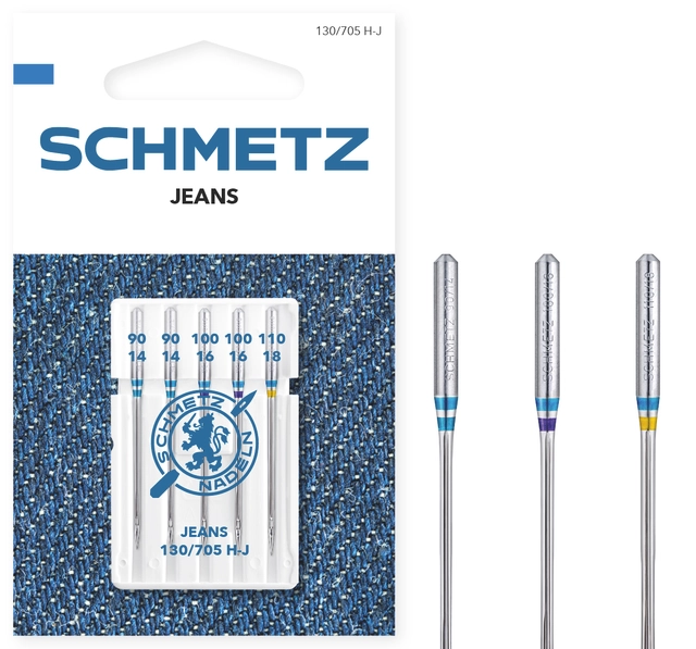 Schmetz Maskinnåle jeans 130/705 h-j 90-110 5 stk. sb