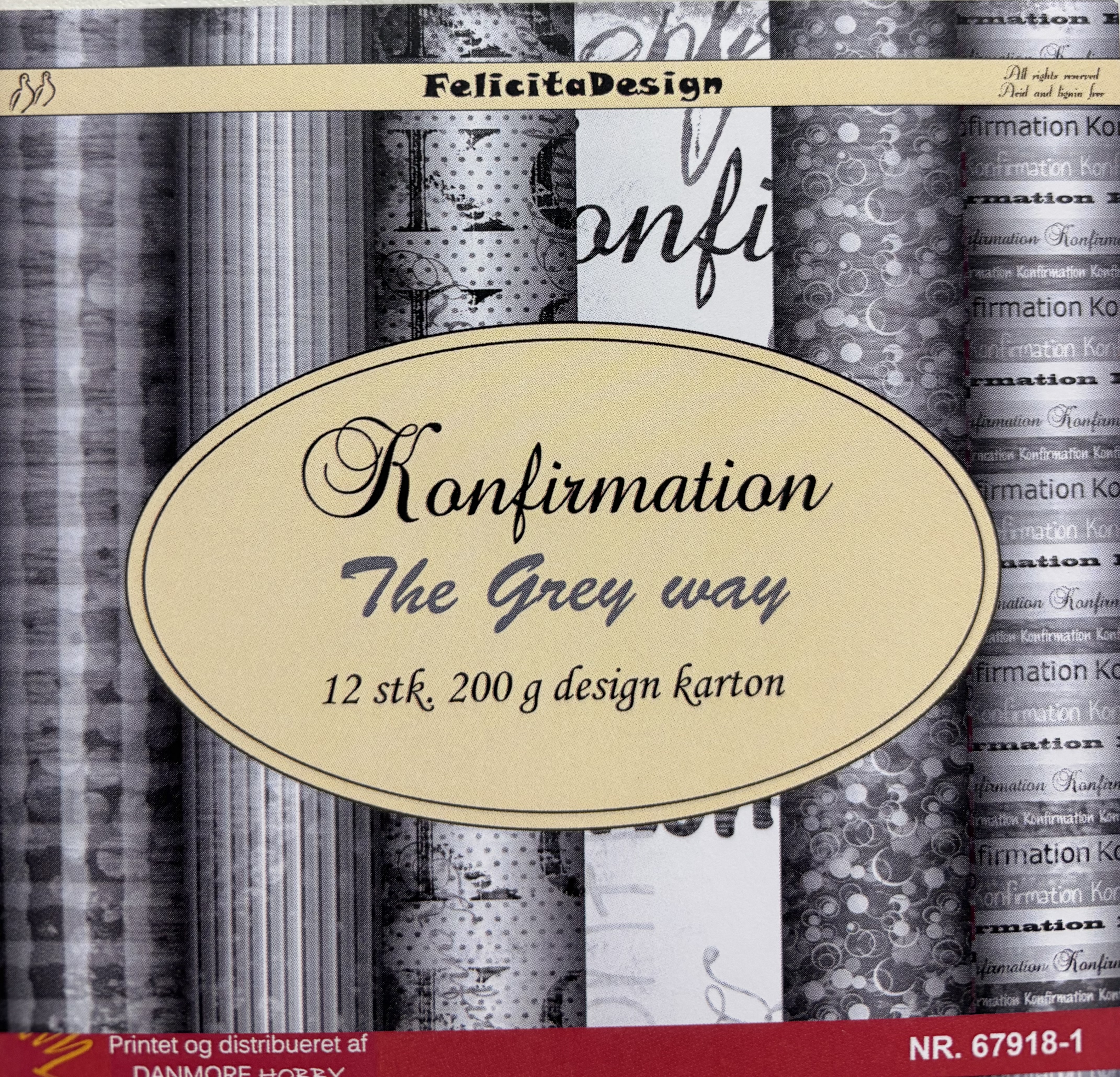 67918-1 Ark 6'x6' 200g 12ark, Konfirmation The grey way