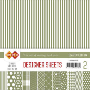 CDDSMG002 Moss Green Designer Sheets 15,2x15,2cm, 12 ark