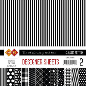 CDDSZW002 Black Designer Sheets 15,2x15,2cm, 12 ark